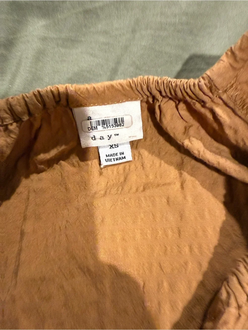 Women's Rust Tan Peasant Tie-Neck Top